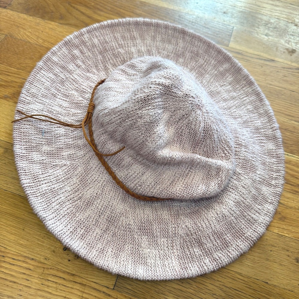 Scala Rose Pink Knit Floppy‎ Sun Hat Braided Band Packable OS